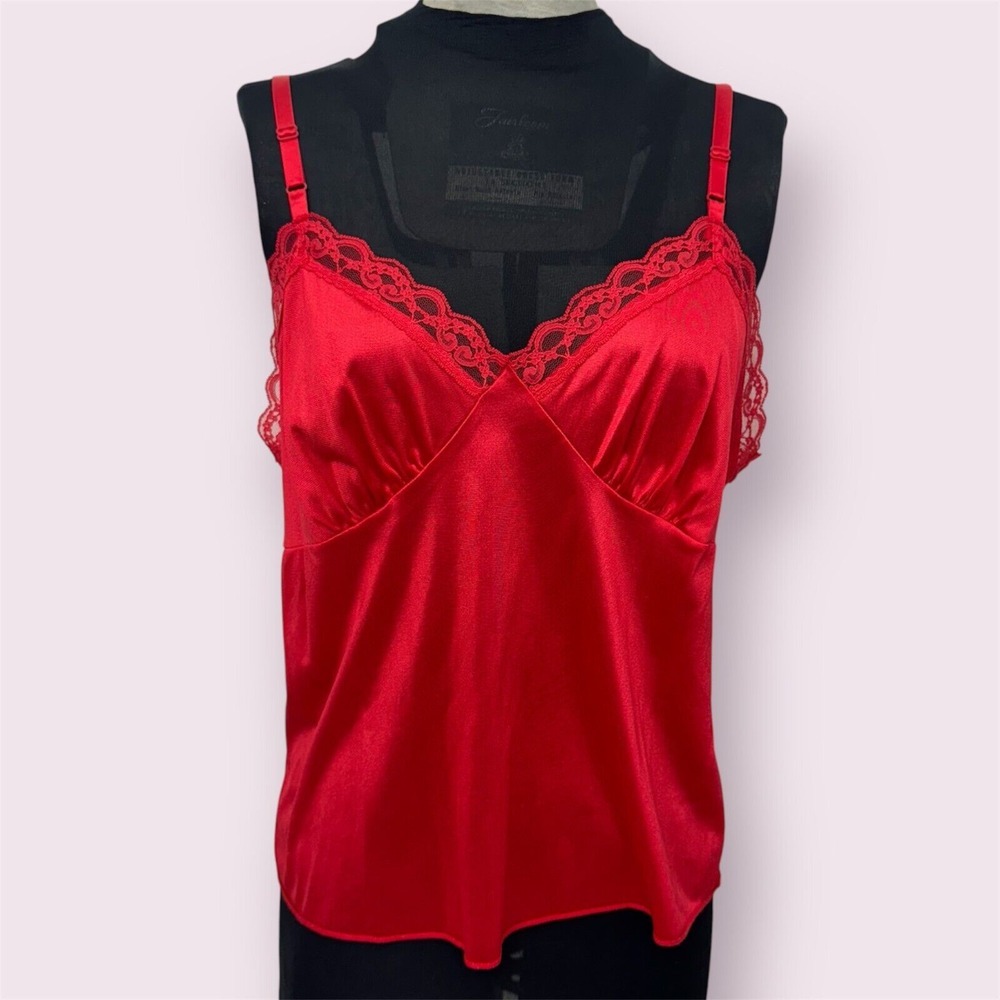 Red Satin Lace Chemise Camisole